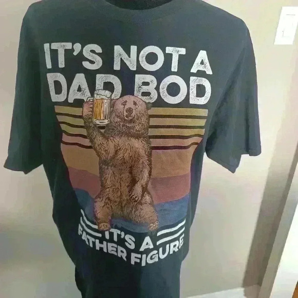 "Dad Bod" Mens Black Crew Neck Tee L - Picture 2 of 8